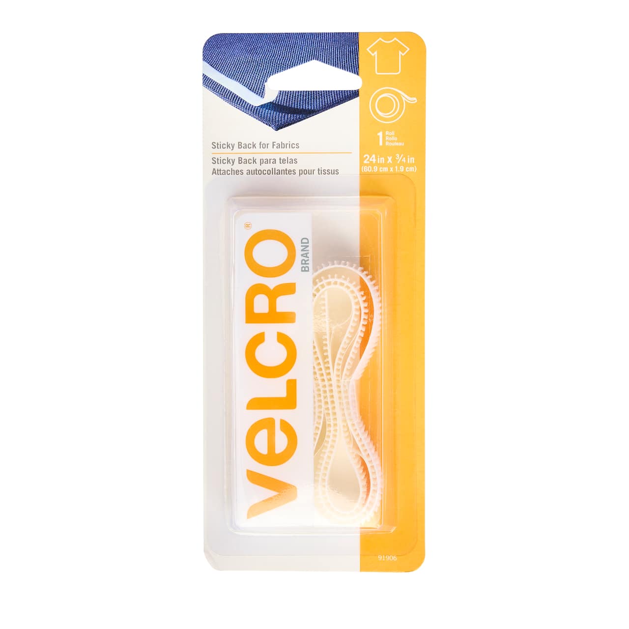 6 Pack: VELCRO® Brand Sticky Back for Fabrics White Tape